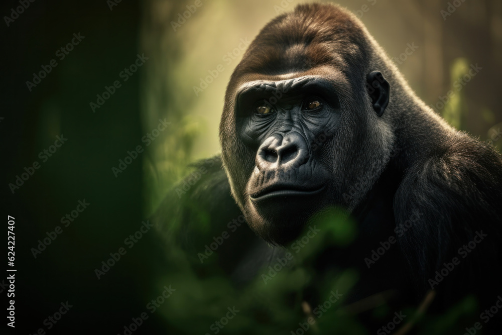 Obraz premium Gorilla, Wildlife Photography, Generative AI