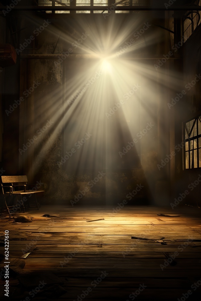 Obraz premium Grunge Interior with Spotlight, Ray light