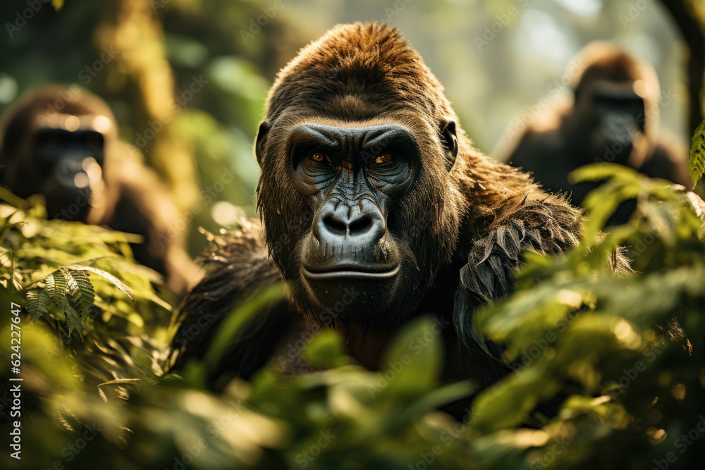Obraz premium Gorilla, Wildlife Photography, Generative AI
