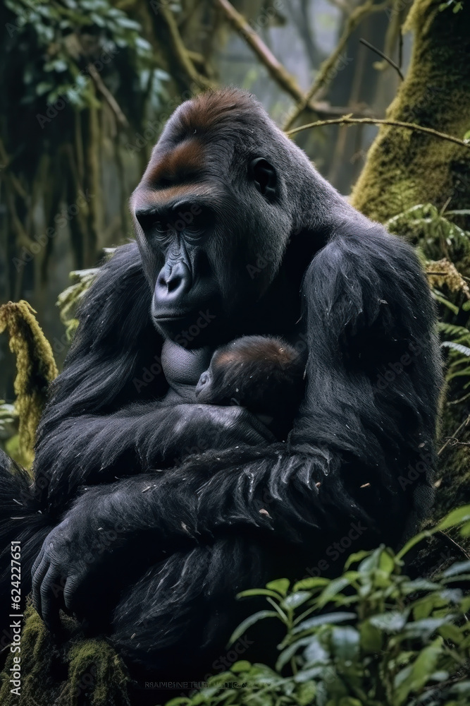 Gorilla, Wildlife Photography, Generative AI