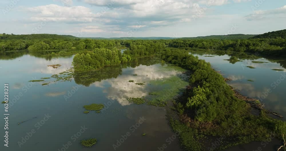 Serene Waters Of Lake Sequoyah In Arkansas, USA - aerial drone shot Serene Waters Of Lake Sequoyah In Arkansas, USA - aerial drone shot