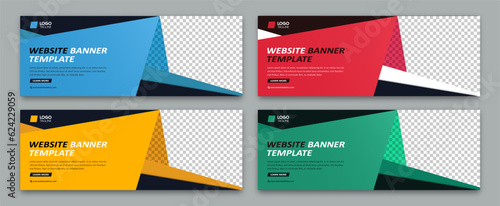 Set of business web banner templates, editable web banner design template for digital marketing. Suitable for web or internet ads. Premium business template vector illustration