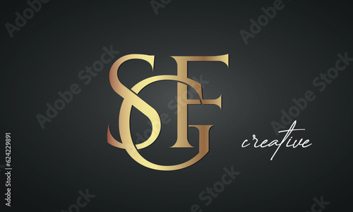 luxury letters SGF golden logo icon premium monogram, creative royal logo design	
 photo