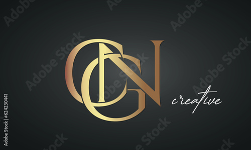 luxury letters CGN golden logo icon premium monogram, creative royal logo design	
 photo