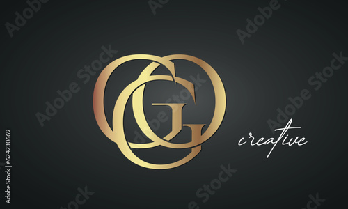 luxury letters GGO golden logo icon premium monogram, creative royal logo design	
 photo