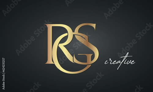 luxury letters RGS golden logo icon premium monogram, creative royal logo design	
 photo