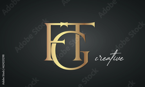 luxury letters FGT golden logo icon premium monogram, creative royal logo design	
 photo