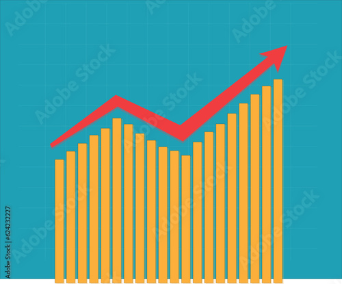 Soaring Stock Chart background with colorful stripes