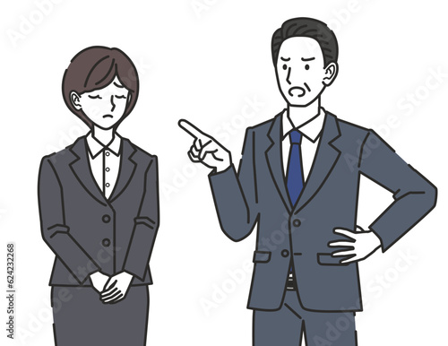 上司に怒られる女性社員