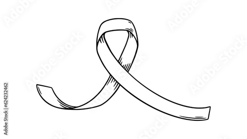 Health care awareness symbol. Ribbon for a desease and disorder awareness day. Sketch vector illustration isolated in white background