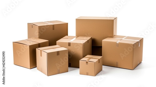 Collection of various of a cardboard box on white background © twilight mist