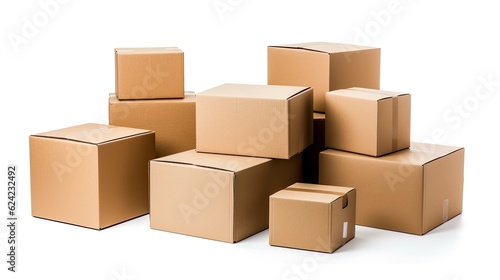 Collection of various of a cardboard box on white background © twilight mist