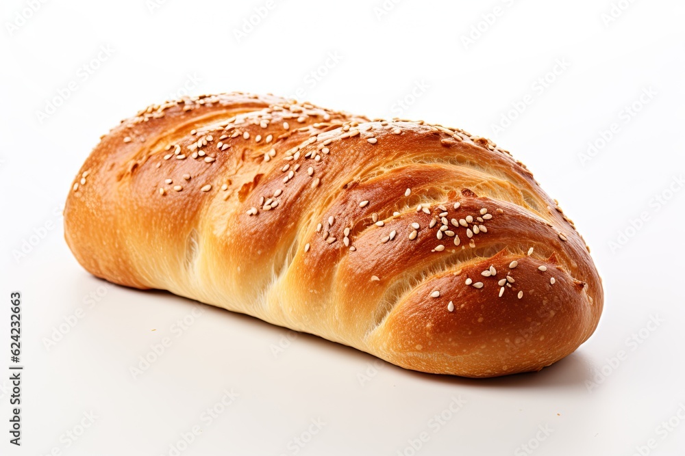 Crispy bread roll isolated against white background Crispy bread roll isolated against white background