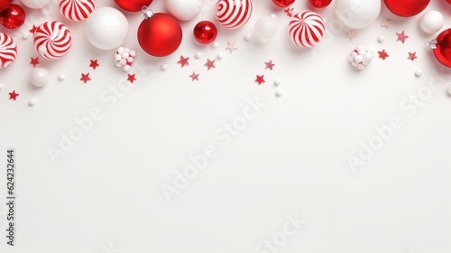 Christmas Holiday Red and White Concept, Happy New Year Decoration Background. Generative Ai