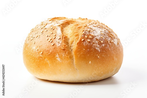 Crispy bread roll isolated against white background