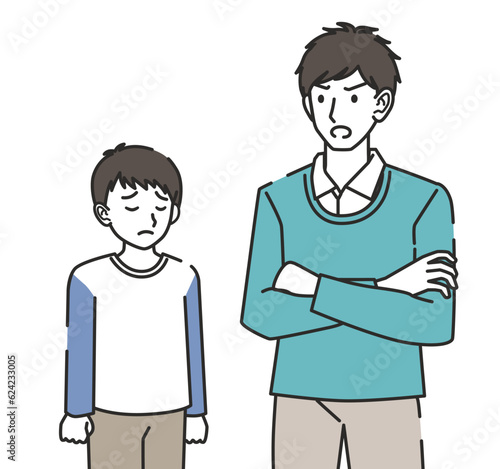 先生に怒られる男の子