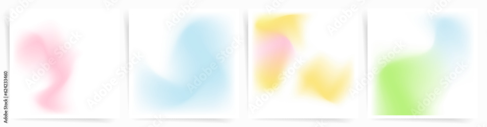 Gradient transparent backgrounds. Abstract modern colors gradation templates for summer posters, banners, social posts, square covers. Soft blur, Bright neon blend patterns, Dynamic graphic.