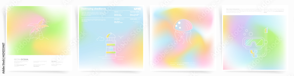 Gradient iridescent backgrounds. Abstract modern colors gradation ...