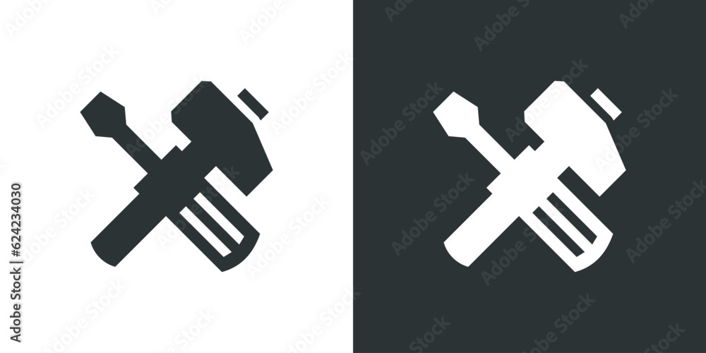 Hammer screwdriver. Repair tools and worker equipment symbol Hammer screwdriver. Repair tools and worker equipment symbol