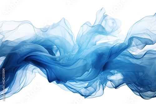 A blue wave of smoke fills the center against a white background. (Generative AI)