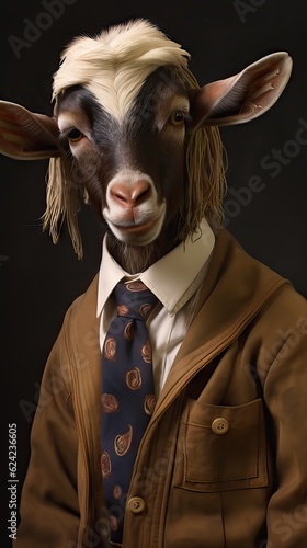 A knowledgeable goat in a professor outfit, ready to "teach" a lesson. Generative AI
