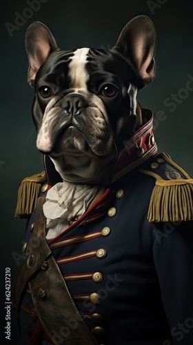 An authoritative dog in a military general outfit, ready to "command" the troops. Generative AI