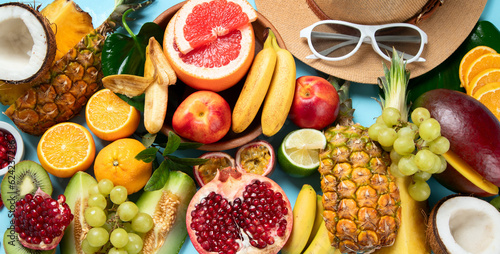 Assortment of exotic fruits.