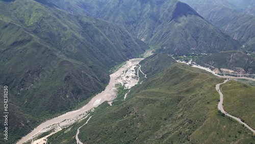 Chicamocha National Park aerial view of the canyon in andes Colombia mountains landscape photo