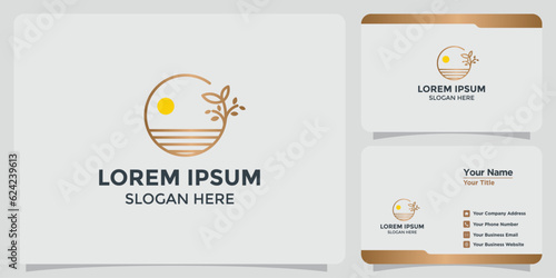 flower and sea logo design