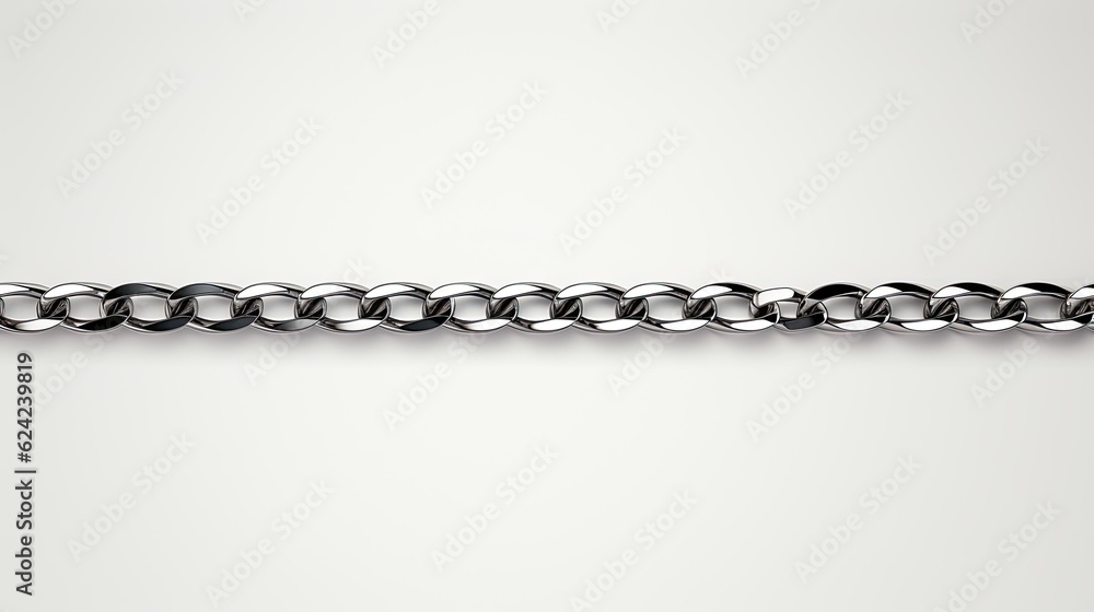 Simple minimalist of shiny straight metal chain isolated on white background Simple minimalist of shiny straight metal chain isolated on white background