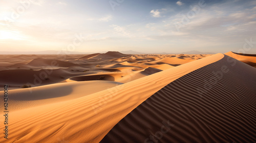 landscape illustration of sand dunes in the desert. Created with Generative AI