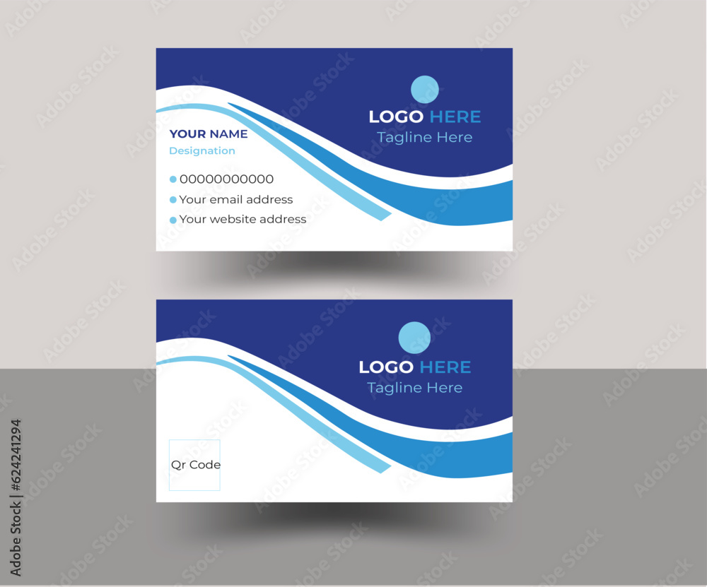 Modern and simple business card design with blue and white color Modern and simple business card design with blue and white color