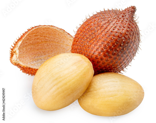 Salacca Fruit or Waive Fruit Isolate on white with clipping path. Snake fruit or Salak Fruit on white.