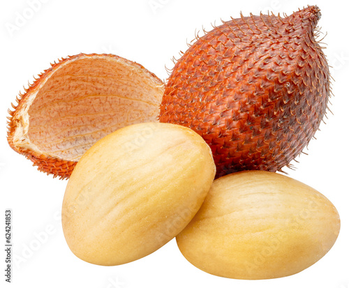 Salacca Fruit or Waive Fruit on whitebackground. Snake fruit or Salak Fruit on white PNG file