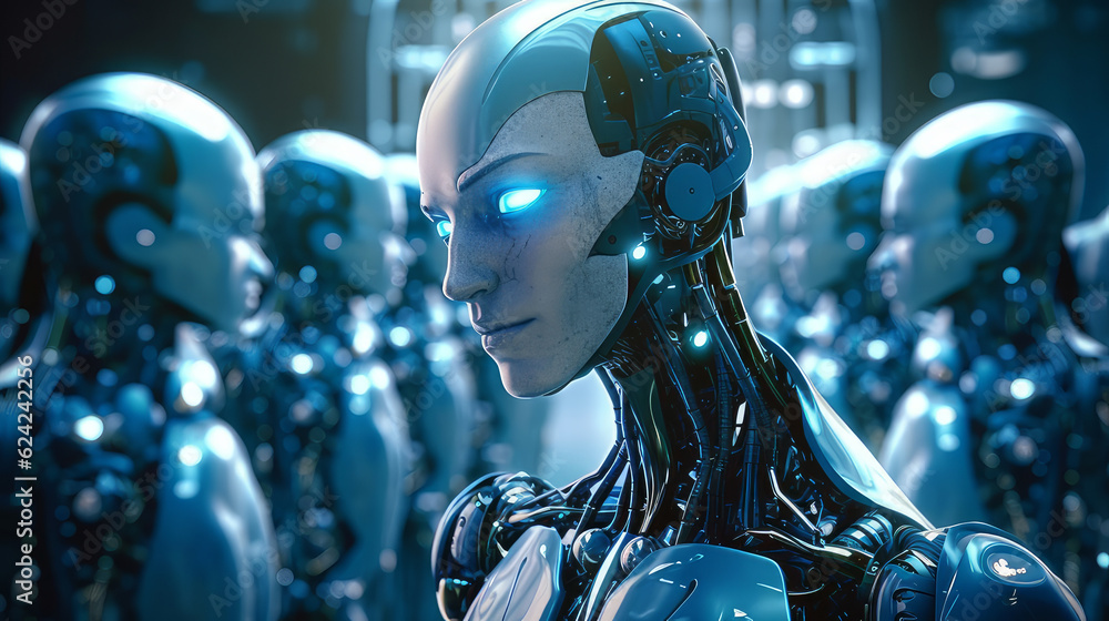 Naklejka premium robot controlled by artificial intelligence.