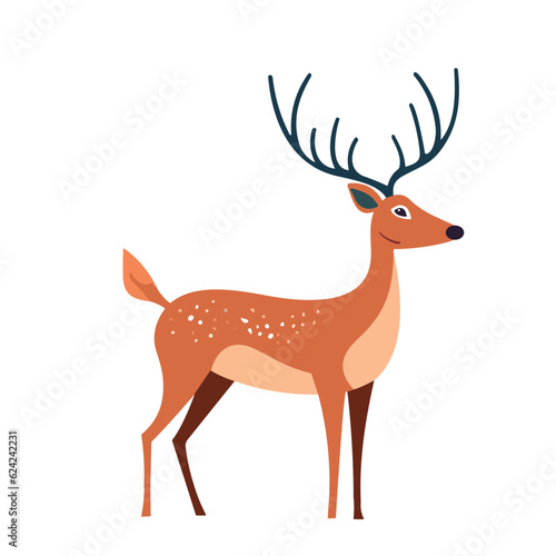 Deer in cartoon style isolated on white background. 