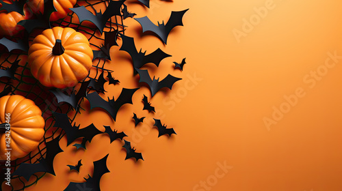 halloween background with pumpkin and bats © ColureME