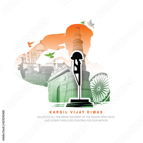 kargil vijay diwas Creative Poster illustration in honour of the Kargil War's Heroes celebrated all over India 
