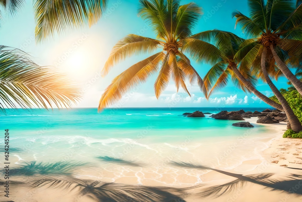beach with palm trees generated by AI tool