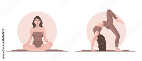 A woman in the lotus position. Yoga, meditation. Vector illustration