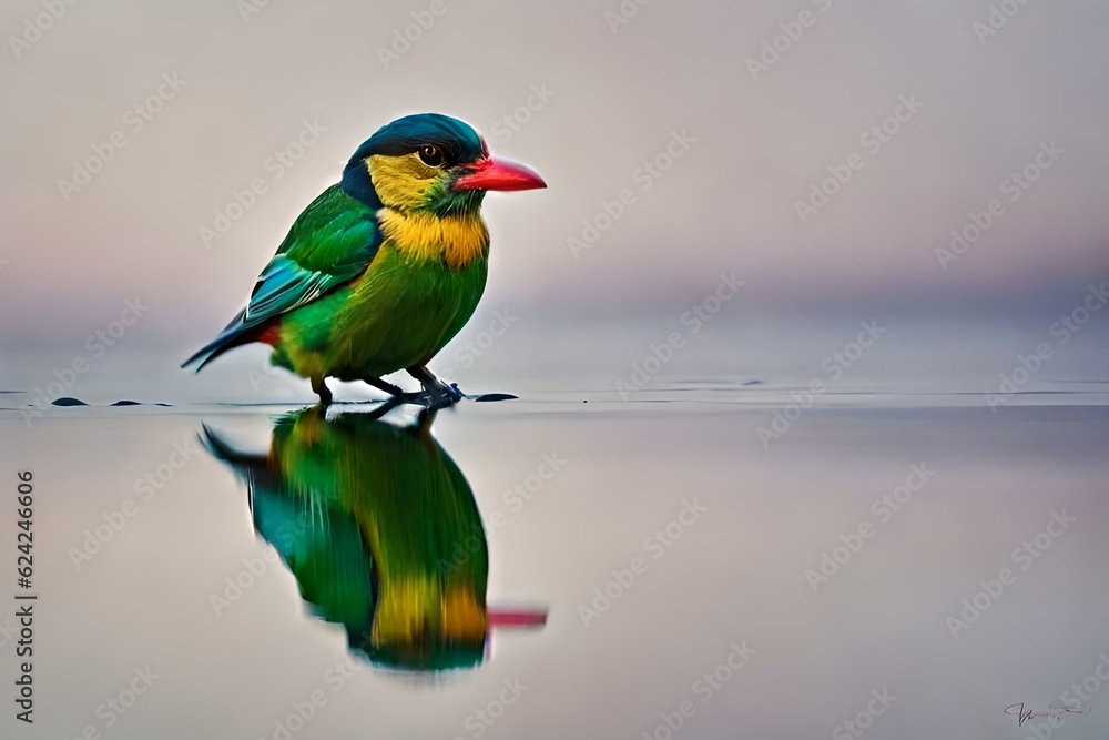 colorful bee eater, beautiful bird, bird in water