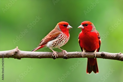 red cardinal on a branch, pair of bird, beautiful birds, red birds, loving birds