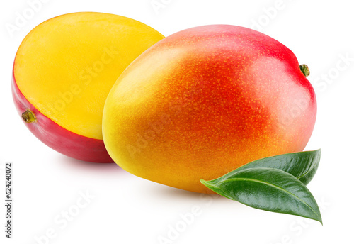 Fresh mango with leaves isolated