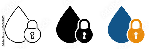 Water drop lock vector icons