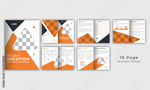 10 pages bifold brochure design template, for your business company,