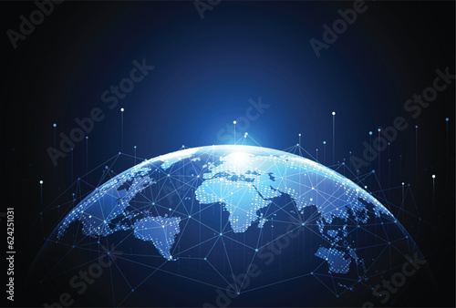 Global network connection. World map point and line composition concept of global business. Vector Illustration