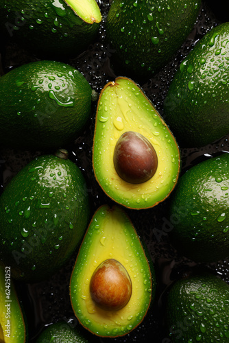 Close-up avocado with drops