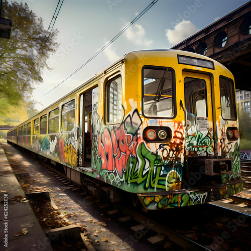 train with graffiti