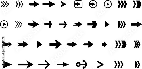 Arrows set. Arrow icon collection. Black vector arrows isolated on white. Arrow vector icon flat style isolated on white background.