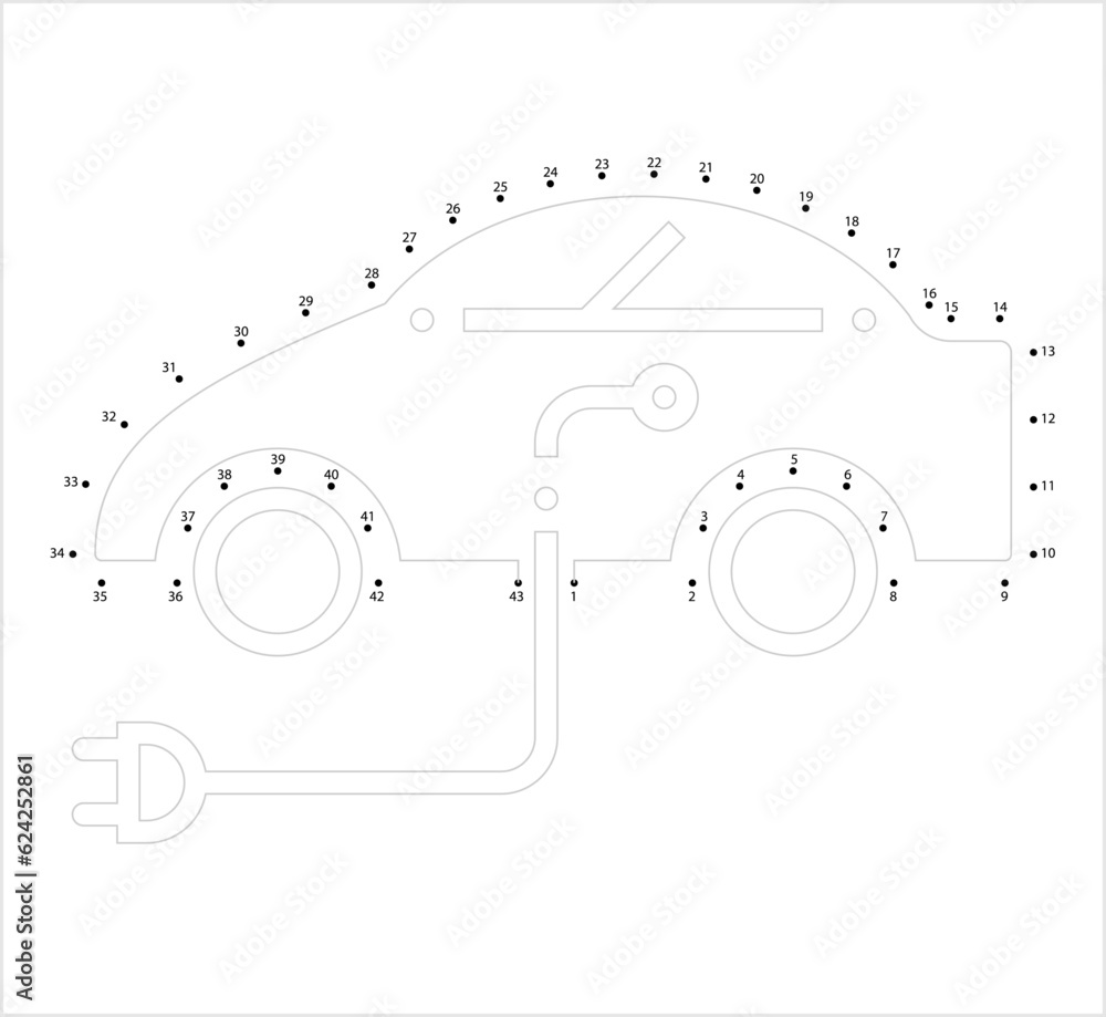 Obraz premium Electric Car Icon Connect The Dots M_2112001